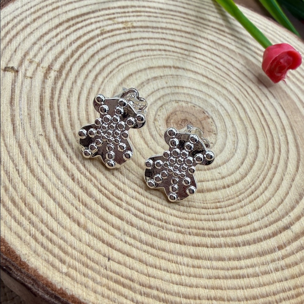 Grain Silver Stud Earrings 925 1.2CM